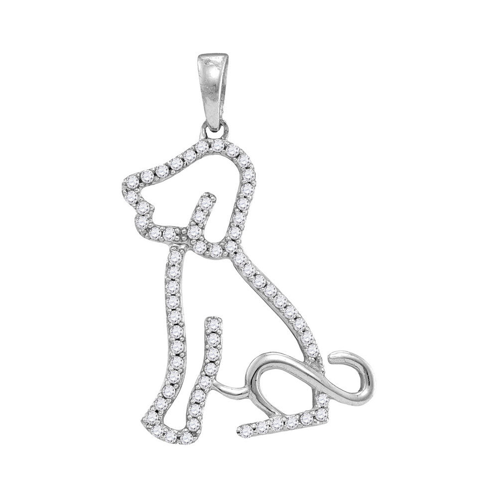 Amazon Collection Sterling Silver Dog Pendant Necklace With White & Black Diamonds (1/2 Ct Tw), 18" Chain - View #12